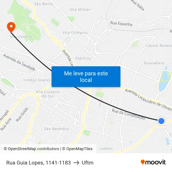Rua Guia Lopes, 1141-1183 to Uftm map