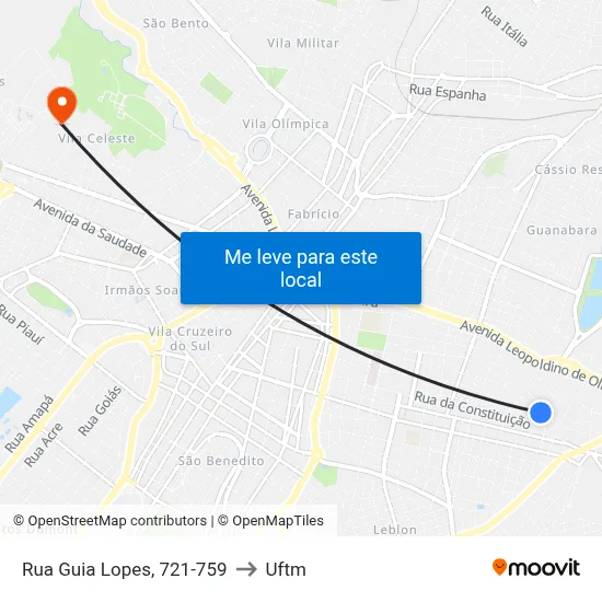 Rua Guia Lopes, 721-759 to Uftm map