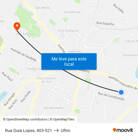 Rua Guia Lopes, 403-521 to Uftm map