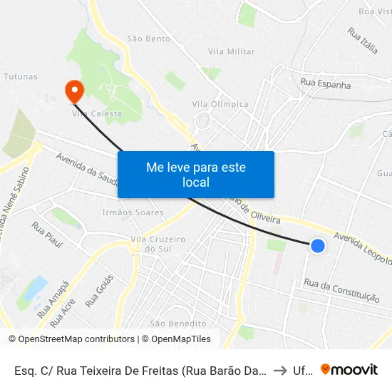 Esq. C/ Rua Teixeira De Freitas (Rua Barão Da Ponte Alta) to Uftm map