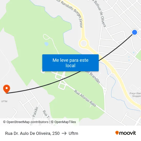 Rua Dr. Aulo De Oliveira, 250 to Uftm map