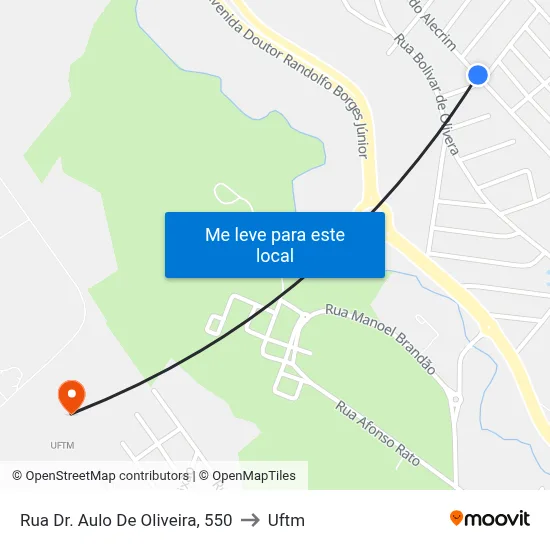 Rua Dr. Aulo De Oliveira, 550 to Uftm map