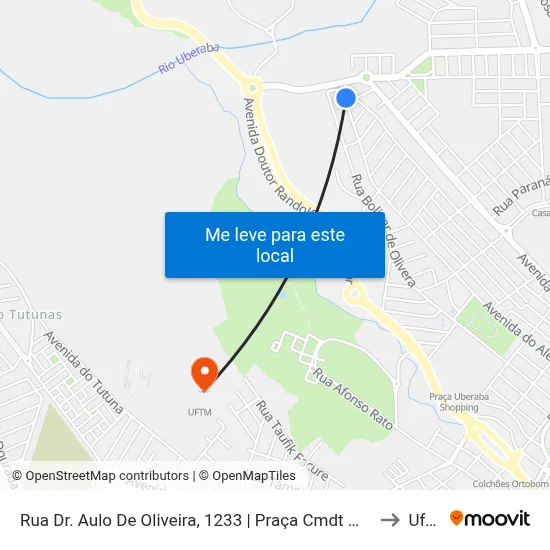 Rua Dr. Aulo De Oliveira, 1233 | Praça Cmdt Meira Jr. to Uftm map