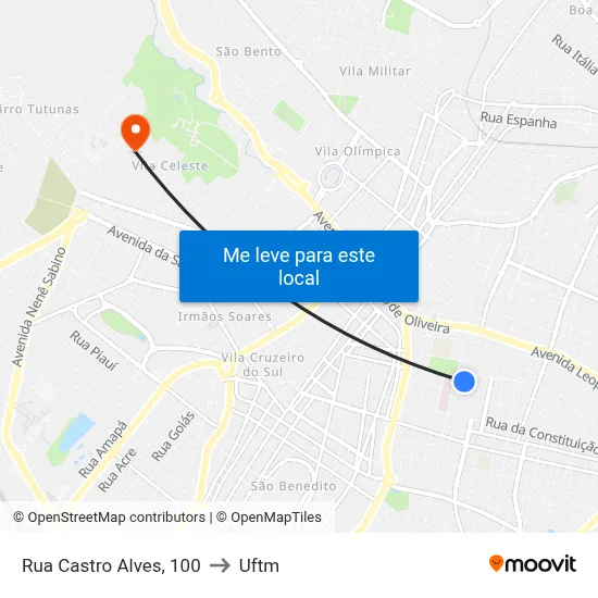 Rua Castro Alves, 100 to Uftm map