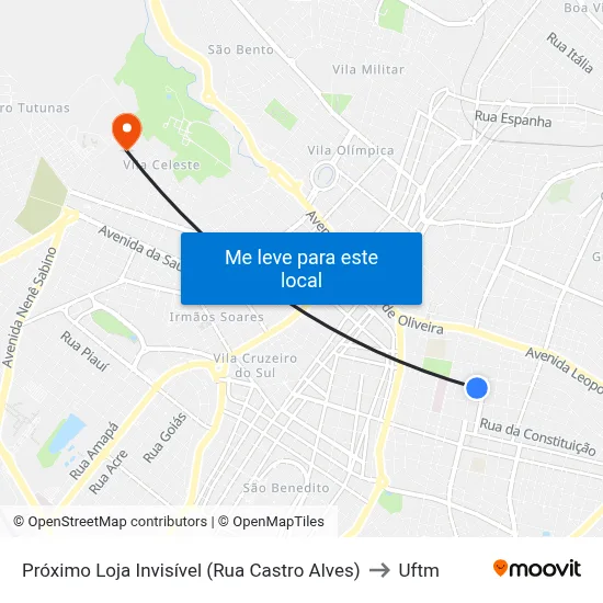 Próximo Loja Invisível (Rua Castro Alves) to Uftm map