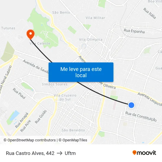 Rua Castro Alves, 442 to Uftm map