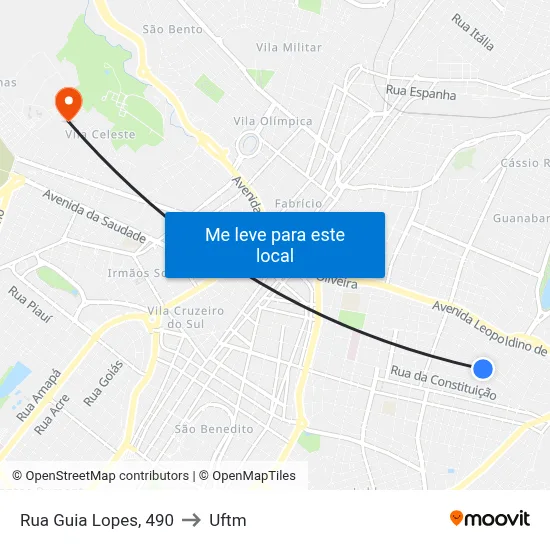 Rua Guia Lopes, 490 to Uftm map