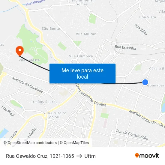 Rua Oswaldo Cruz, 1021-1065 to Uftm map