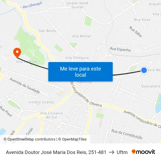 Avenida Doutor José Maria Dos Reis, 251-481 to Uftm map