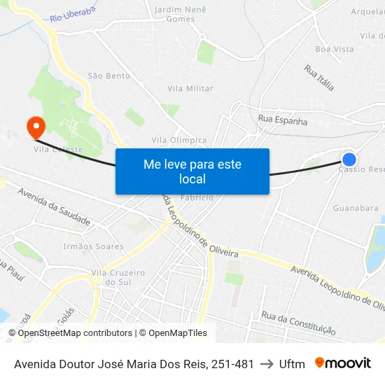 Avenida Doutor José Maria Dos Reis, 251-481 to Uftm map
