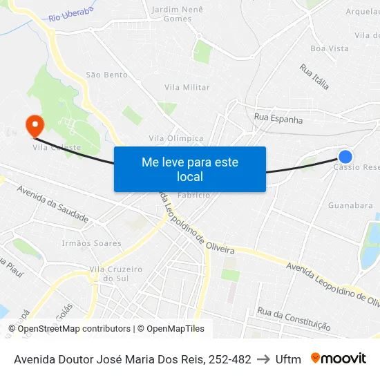 Avenida Doutor José Maria Dos Reis, 252-482 to Uftm map