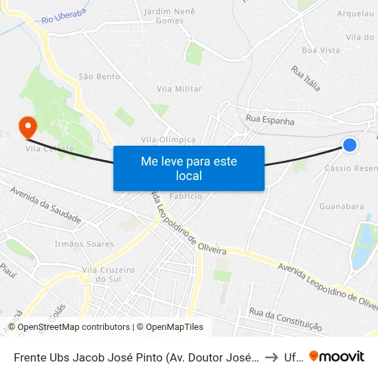 Frente Ubs Jacob José Pinto (Av. Doutor José Maria Dos Reis) to Uftm map