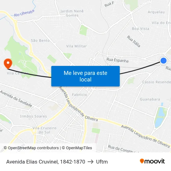 Avenida Elias Cruvinel, 1842-1870 to Uftm map