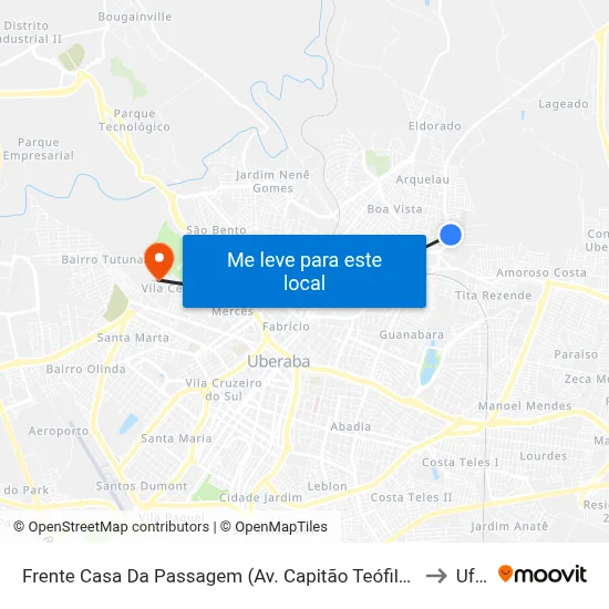 Frente Casa Da Passagem (Av. Capitão Teófilo Lamounier) to Uftm map