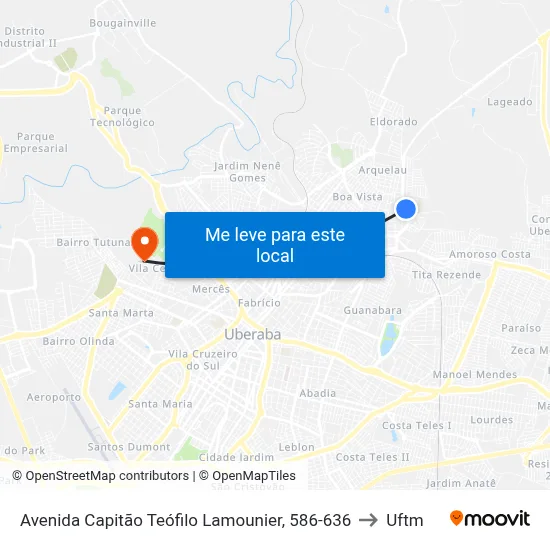 Avenida Capitão Teófilo Lamounier, 586-636 to Uftm map