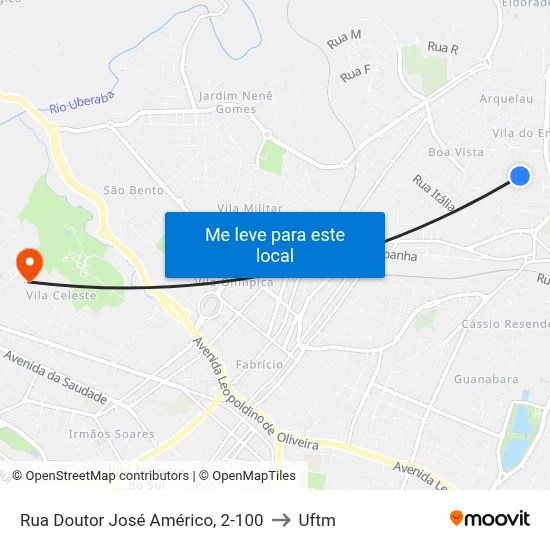 Rua Doutor José Américo, 2-100 to Uftm map