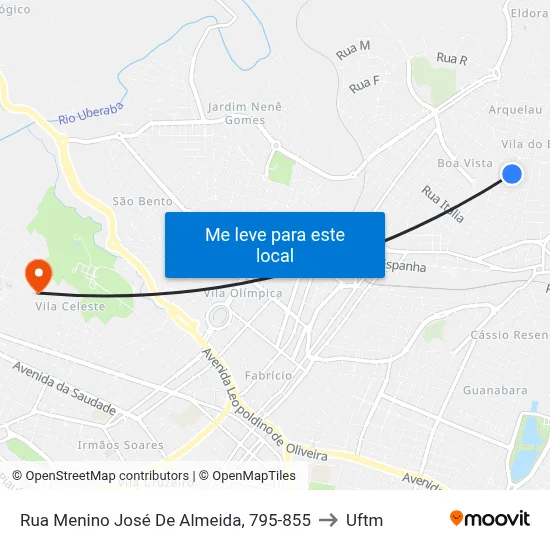 Rua Menino José De Almeida, 795-855 to Uftm map