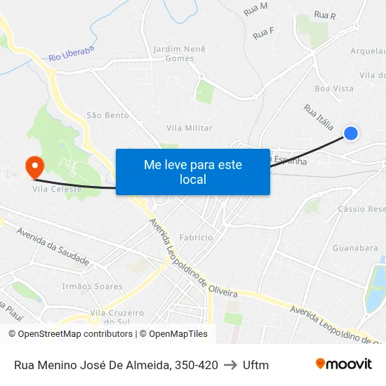 Rua Menino José De Almeida, 350-420 to Uftm map