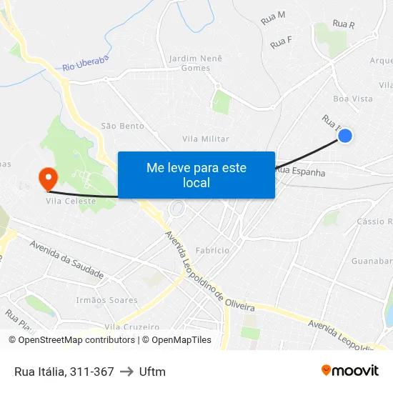 Rua Itália, 311-367 to Uftm map