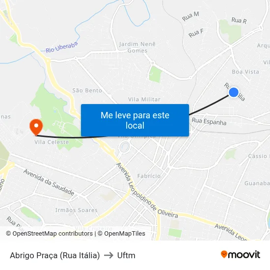 Abrigo Praça (Rua Itália) to Uftm map