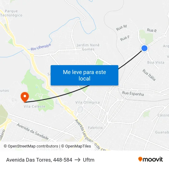 Avenida Das Torres, 448-584 to Uftm map