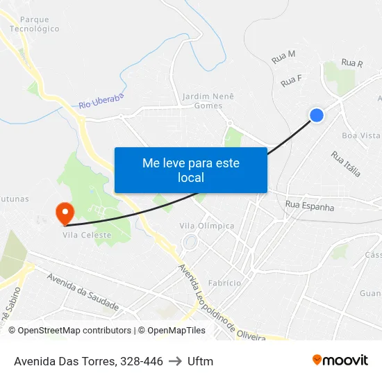 Avenida Das Torres, 328-446 to Uftm map