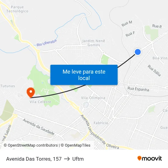 Avenida Das Torres, 157 to Uftm map