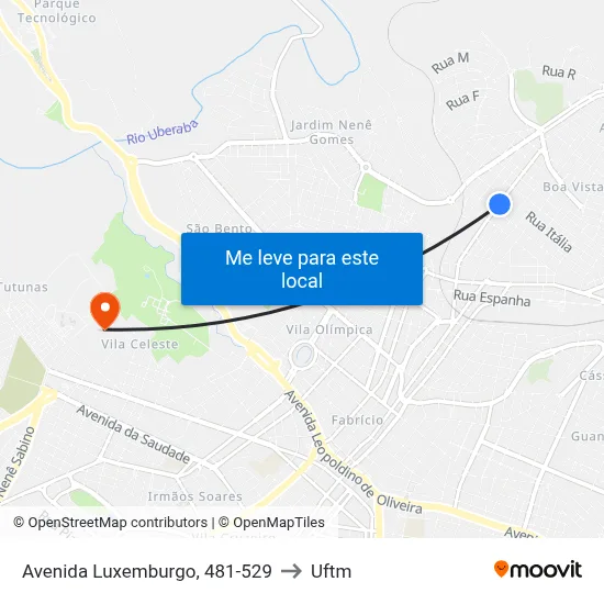 Avenida Luxemburgo, 481-529 to Uftm map