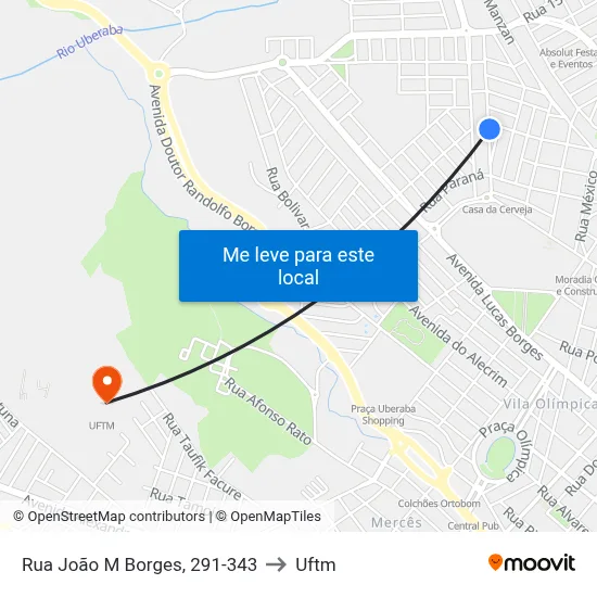 Rua João M Borges, 291-343 to Uftm map