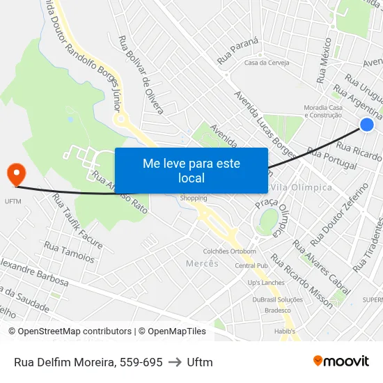 Rua Delfim Moreira, 559-695 to Uftm map