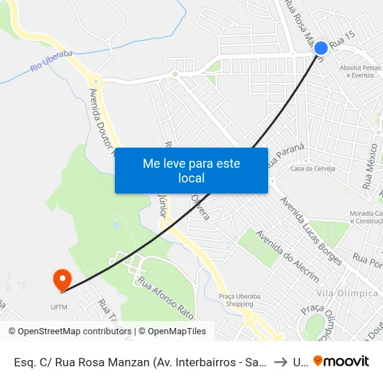 Esq. C/ Rua Rosa Manzan (Av. Interbairros - Sargento Wilson Damasceno De Macedo) to Uftm map