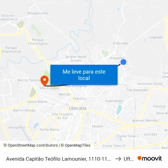 Avenida Capitão Teófilo Lamounier, 1110-1134 to Uftm map