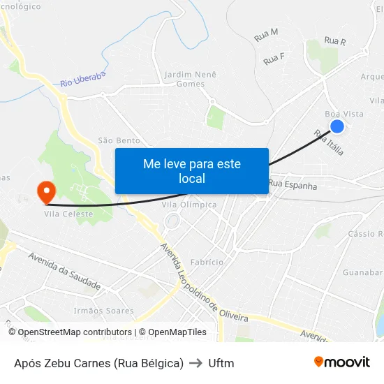 Após Zebu Carnes (Rua Bélgica) to Uftm map