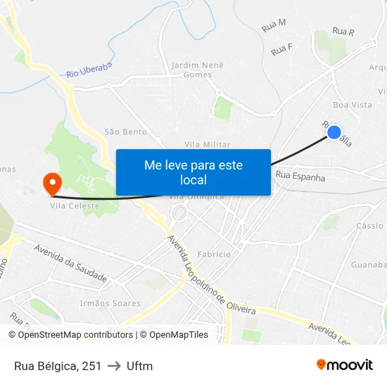 Rua Bélgica, 251 to Uftm map