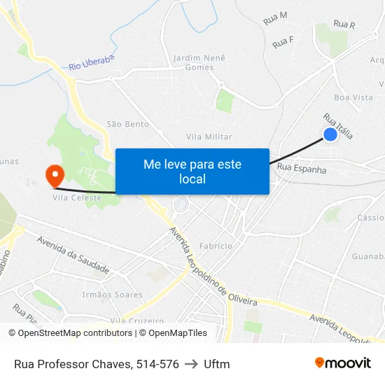 Rua Professor Chaves, 514-576 to Uftm map