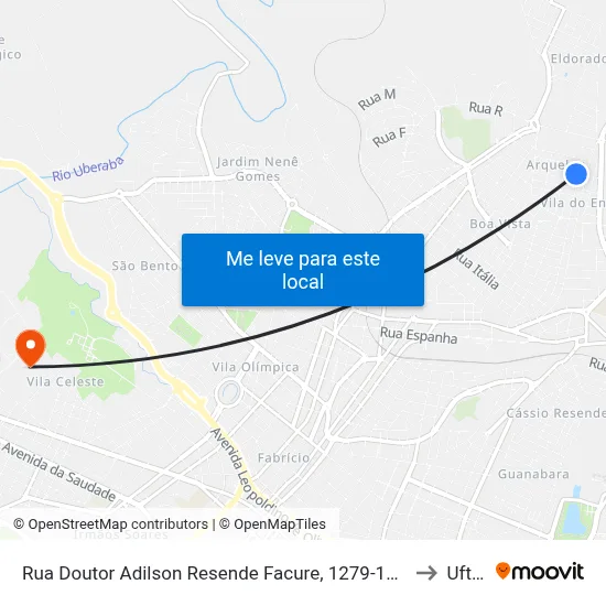 Rua Doutor Adilson Resende Facure, 1279-1339 to Uftm map