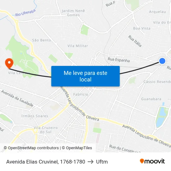 Avenida Elias Cruvinel, 1768-1780 to Uftm map