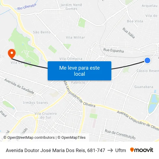 Avenida Doutor José Maria Dos Reis, 681-747 to Uftm map