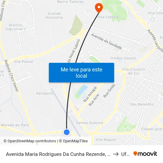 Avenida Maria Rodrigues Da Cunha Rezende, 523-639 to Uftm map