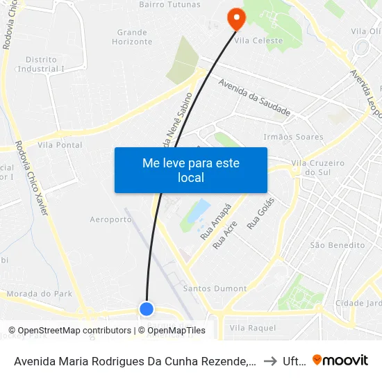Avenida Maria Rodrigues Da Cunha Rezende, 1404 to Uftm map