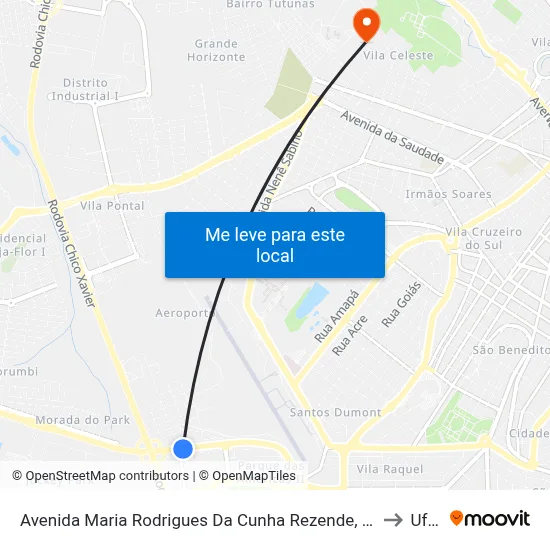 Avenida Maria Rodrigues Da Cunha Rezende, 1161-1271 to Uftm map
