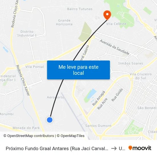 Próximo Fundo Graal Antares (Rua Jaci Carvalho Rodrigues Da Cunha) to Uftm map