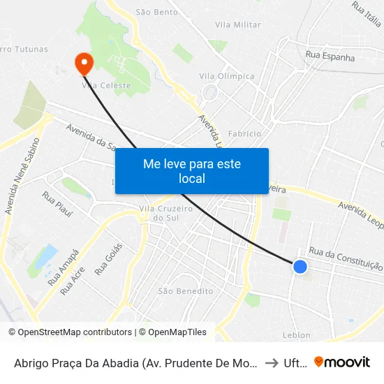 Abrigo Praça Da Abadia (Av. Prudente De Morais) to Uftm map