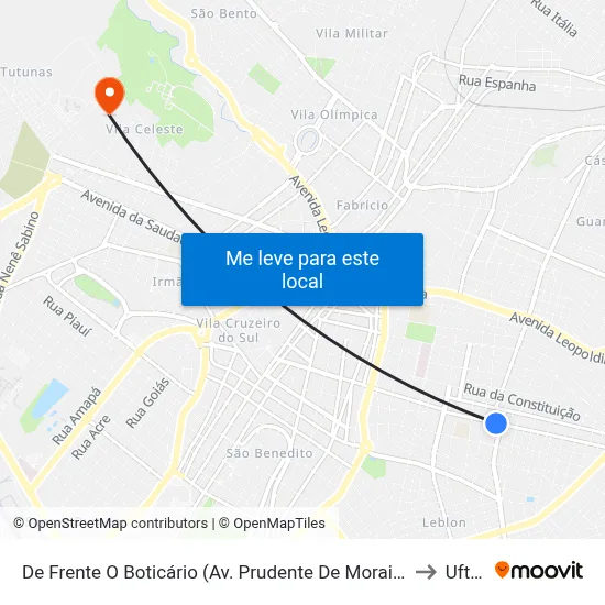 De Frente O Boticário (Av. Prudente De Morais) to Uftm map