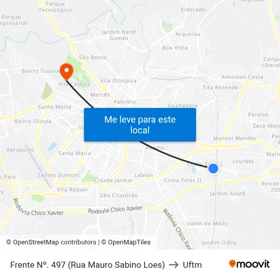Frente Nº. 497 (Rua Mauro Sabino Loes) to Uftm map