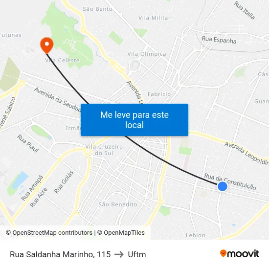 Rua Saldanha Marinho, 115 to Uftm map