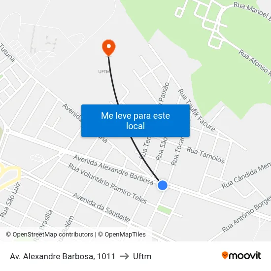 Av. Alexandre Barbosa, 1011 to Uftm map