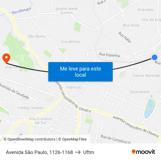 Avenida São Paulo, 1126-1168 to Uftm map