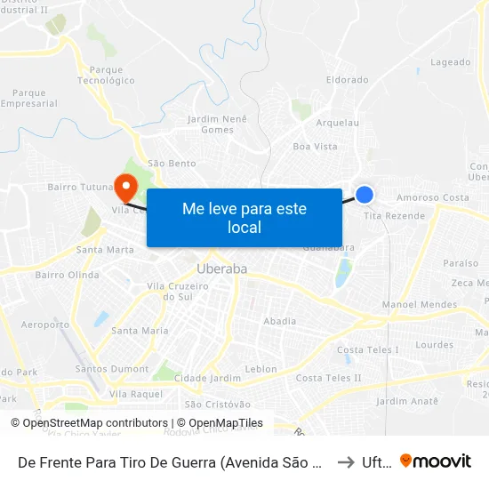De Frente Para Tiro De Guerra (Avenida São Paulo) to Uftm map