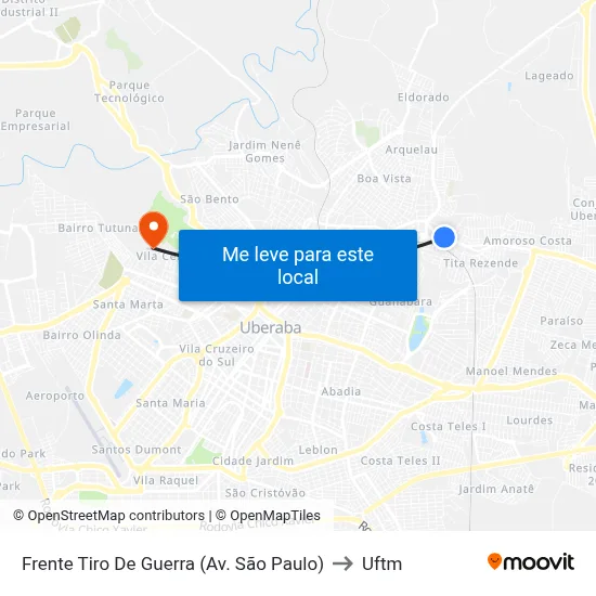 Frente Tiro De Guerra (Av. São Paulo) to Uftm map